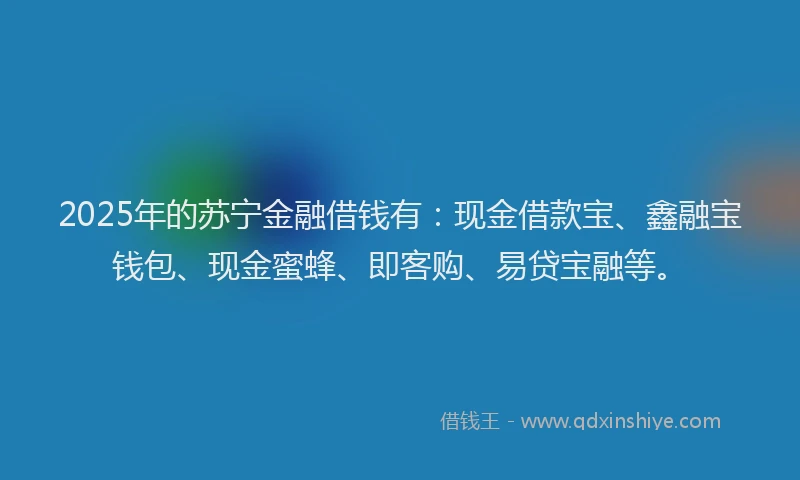 2025年的苏宁金融借钱有：现金借款宝、鑫融宝钱包、现金蜜蜂、即客购、易贷宝融等。