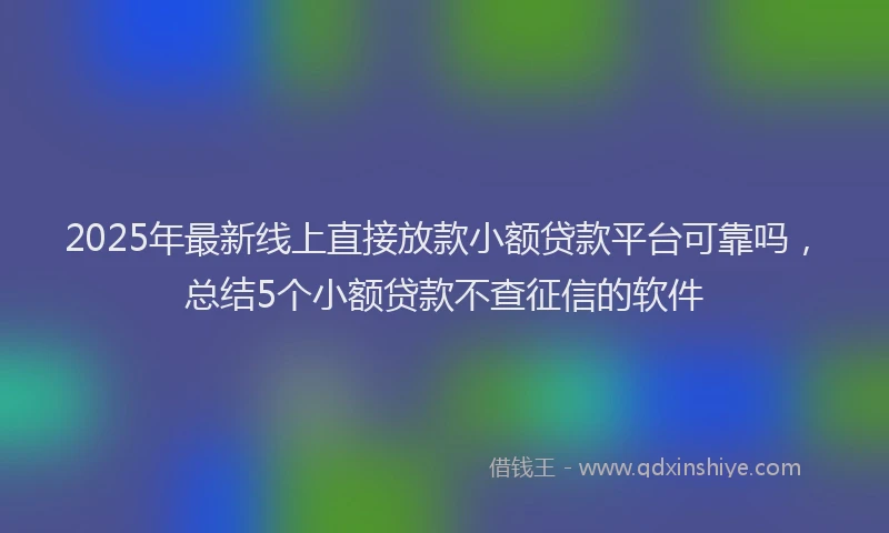 2025年最新线上直接放款小额贷款平台可靠吗，总结5个小额贷款不查征信的软件