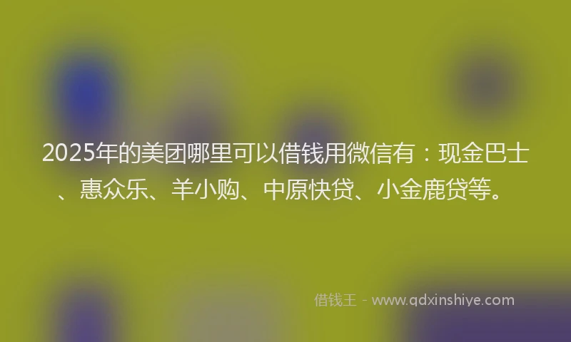 2025年的美团哪里可以借钱用微信有：现金巴士、惠众乐、羊小购、中原快贷、小金鹿贷等。