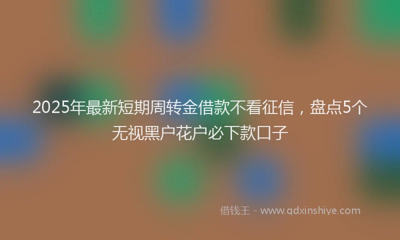 2025年最新短期周转金借款不看征信，盘点5个无视黑户花户必下款口子