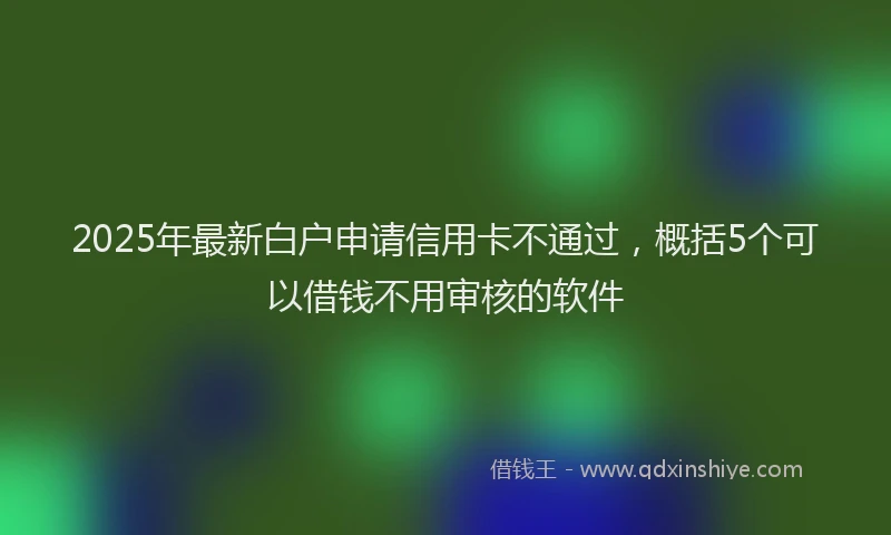 2025年最新白户申请信用卡不通过，概括5个可以借钱不用审核的软件