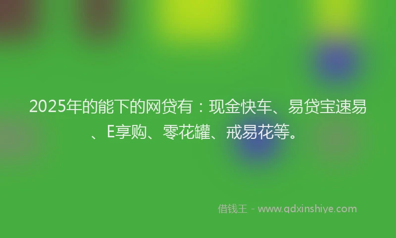 2025年的能下的网贷有：现金快车、易贷宝速易、E享购、零花罐、戒易花等。