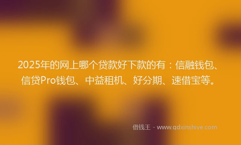 2025年的网上哪个贷款好下款的有：信融钱包、信贷Pro钱包、中益租机、好分期、速借宝等。