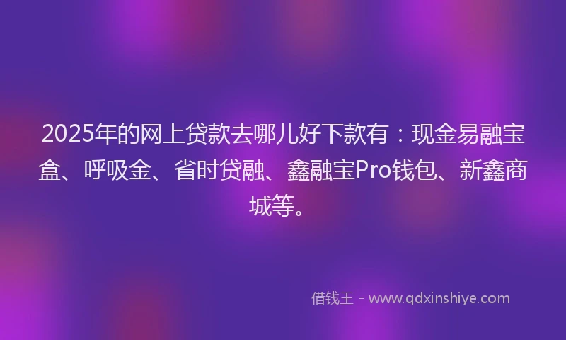 2025年的网上贷款去哪儿好下款有：现金易融宝盒、呼吸金、省时贷融、鑫融宝Pro钱包、新鑫商城等。