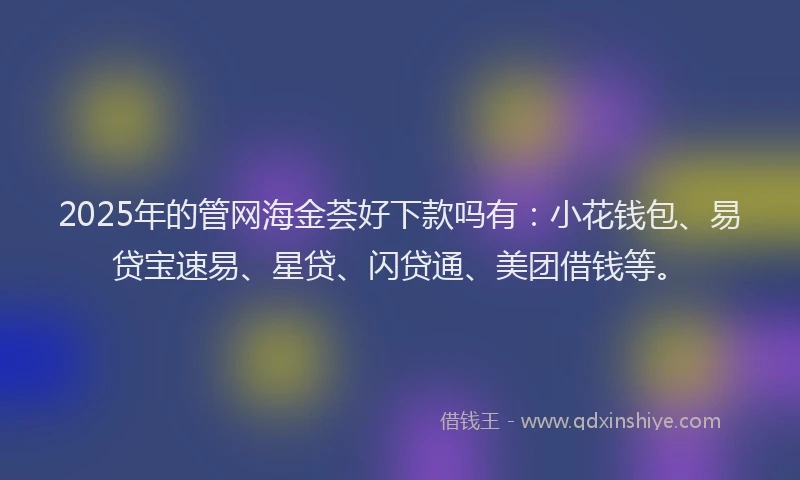 2025年的管网海金荟好下款吗有：小花钱包、易贷宝速易、星贷、闪贷通、美团借钱等。