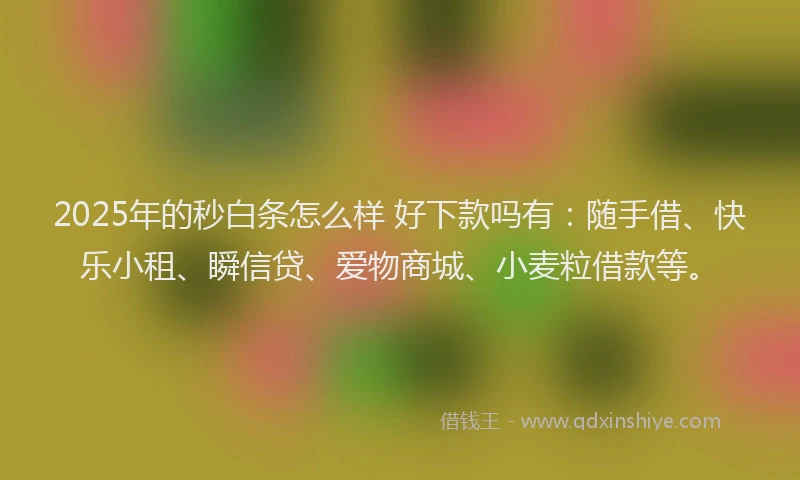 2025年的秒白条怎么样 好下款吗有：随手借、快乐小租、瞬信贷、爱物商城、小麦粒借款等。