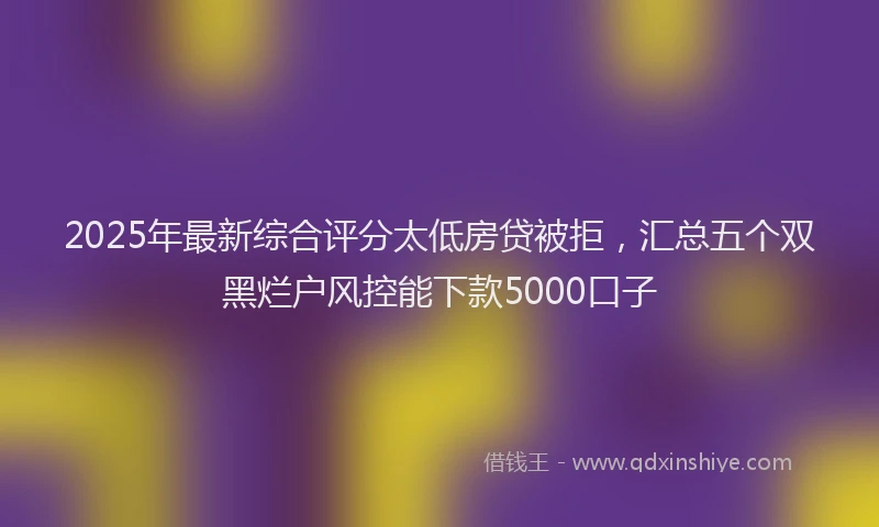 2025年最新综合评分太低房贷被拒，汇总五个双黑烂户风控能下款5000口子