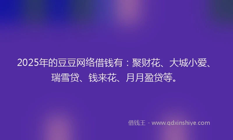 2025年的豆豆网络借钱有：聚财花、大城小爱、瑞雪贷、钱来花、月月盈贷等。
