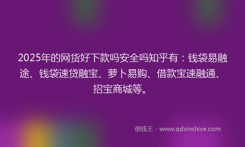 2025年的网货好下款吗安全吗知乎有：钱袋易融途、钱袋速贷融宝、萝卜易购、借款宝速融通、招宝商城等。