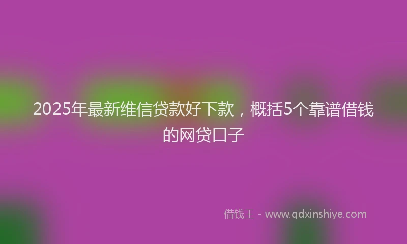 2025年最新维信贷款好下款，概括5个靠谱借钱的网贷口子