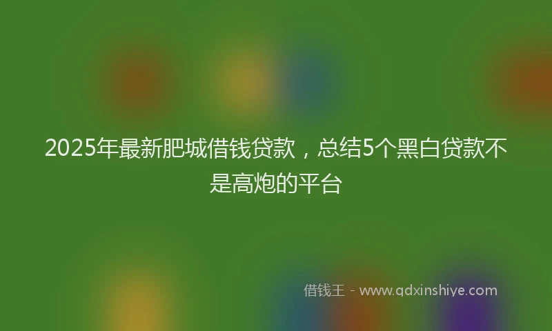 2025年最新肥城借钱贷款，总结5个黑白贷款不是高炮的平台