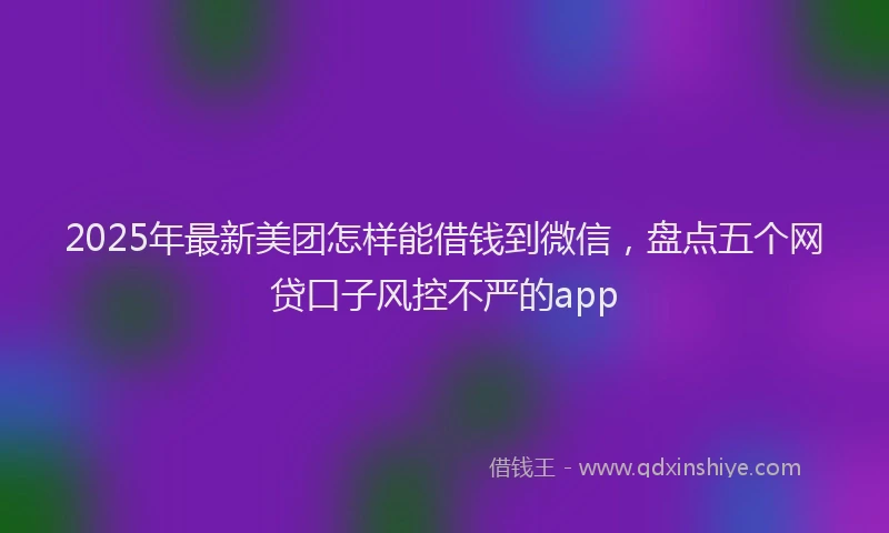 2025年最新美团怎样能借钱到微信，盘点五个网贷口子风控不严的app