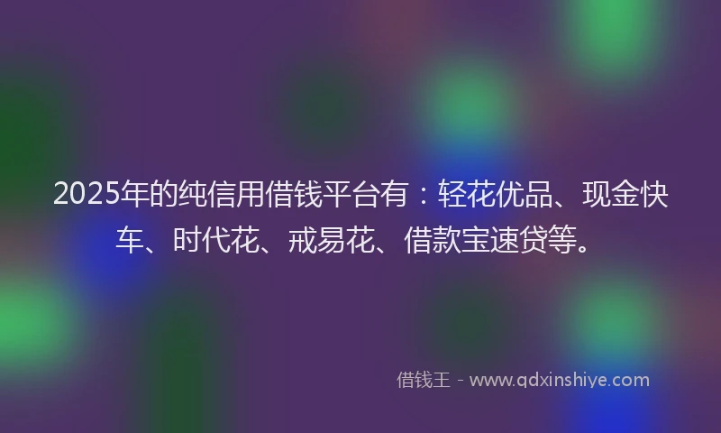2025年的纯信用借钱平台有：轻花优品、现金快车、时代花、戒易花、借款宝速贷等。