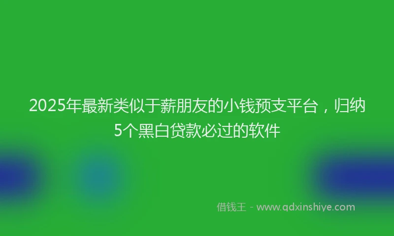 2025年最新类似于薪朋友的小钱预支平台，归纳5个黑白贷款必过的软件