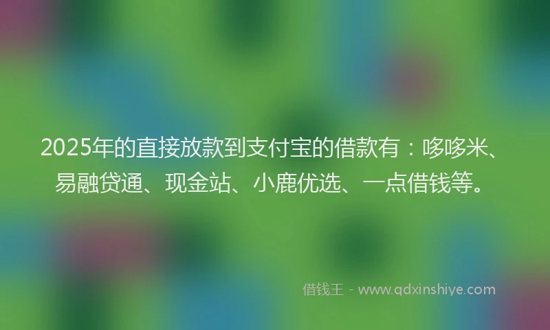 2025年的直接放款到支付宝的借款有：哆哆米、易融贷通、现金站、小鹿优选、一点借钱等。
