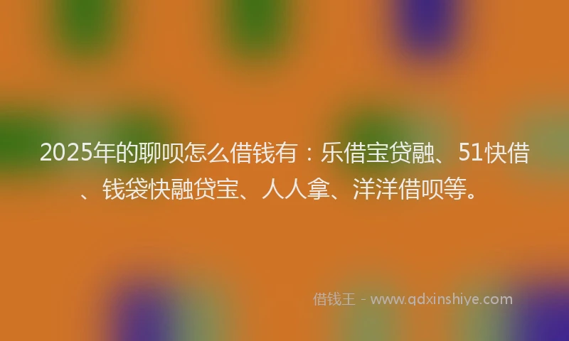 2025年的聊呗怎么借钱有：乐借宝贷融、51快借、钱袋快融贷宝、人人拿、洋洋借呗等。