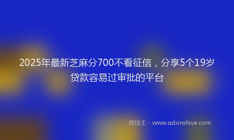 2025年最新芝麻分700不看征信，分享5个19岁贷款容易过审批的平台