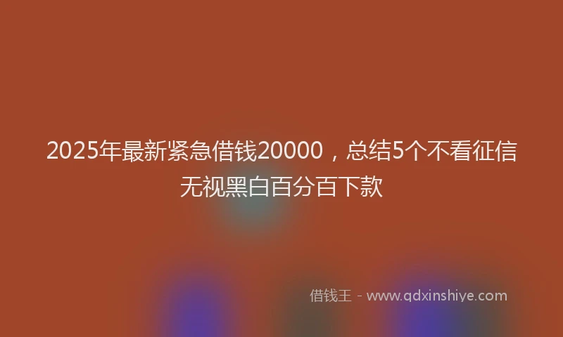2025年最新紧急借钱20000，总结5个不看征信无视黑白百分百下款