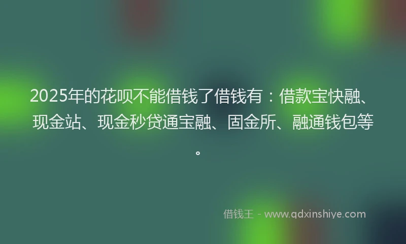 2025年的花呗不能借钱了借钱有：借款宝快融、现金站、现金秒贷通宝融、固金所、融通钱包等。