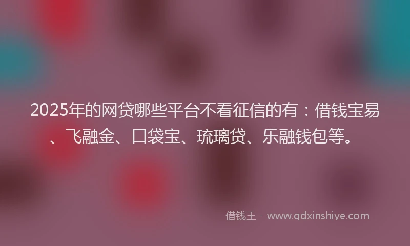 2025年的网贷哪些平台不看征信的有：借钱宝易、飞融金、口袋宝、琉璃贷、乐融钱包等。