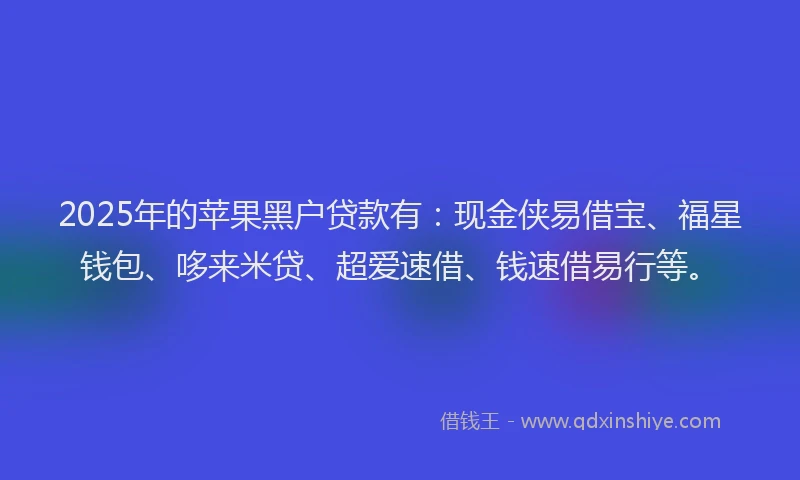 2025年的苹果黑户贷款有：现金侠易借宝、福星钱包、哆来米贷、超爱速借、钱速借易行等。