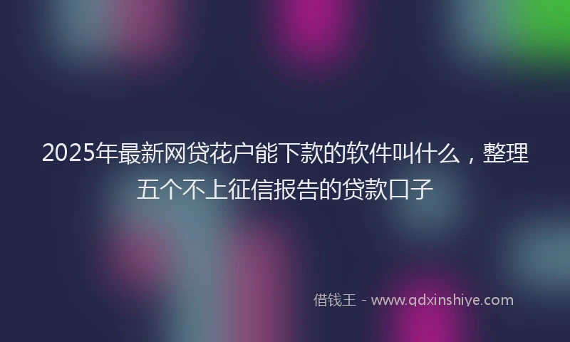 2025年最新网贷花户能下款的软件叫什么，整理五个不上征信报告的贷款口子