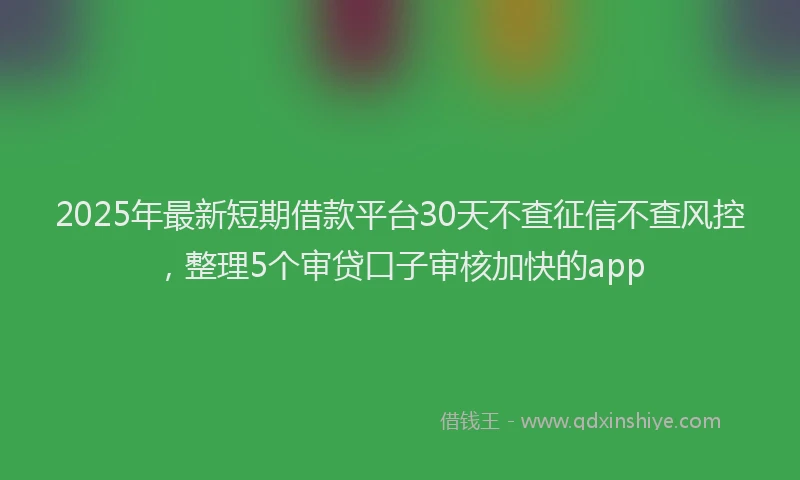 2025年最新短期借款平台30天不查征信不查风控，整理5个审贷口子审核加快的app