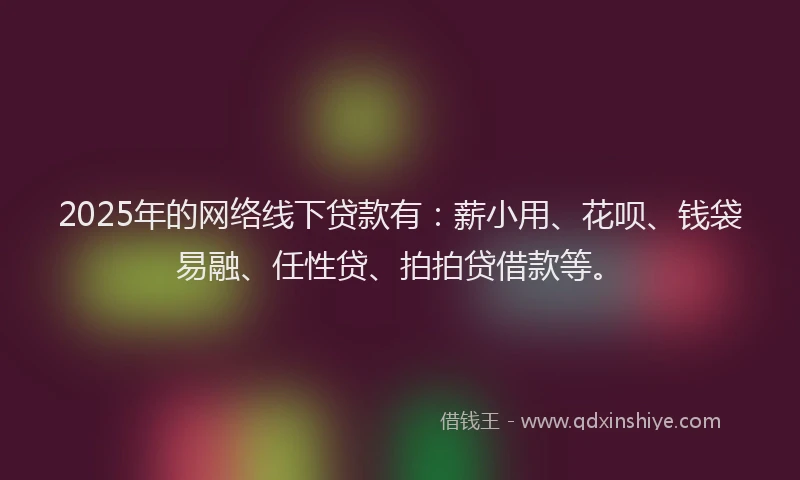 2025年的网络线下贷款有：薪小用、花呗、钱袋易融、任性贷、拍拍贷借款等。