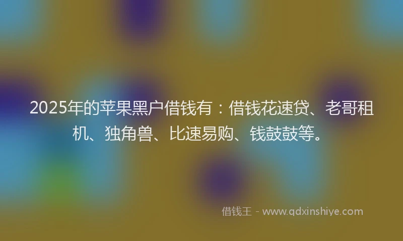 2025年的苹果黑户借钱有：借钱花速贷、老哥租机、独角兽、比速易购、钱鼓鼓等。