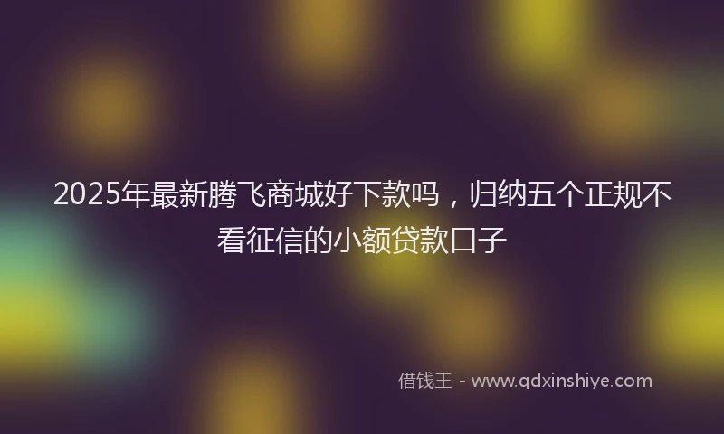2025年最新腾飞商城好下款吗，归纳五个正规不看征信的小额贷款口子