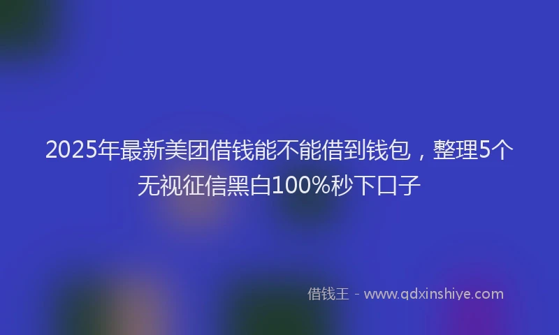2025年最新美团借钱能不能借到钱包，整理5个无视征信黑白100%秒下口子
