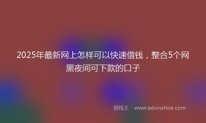 2025年最新网上怎样可以快速借钱，整合5个网黑夜间可下款的口子