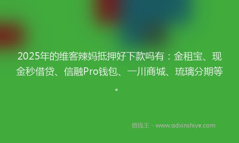 2025年的维客辣妈抵押好下款吗有：金租宝、现金秒借贷、信融Pro钱包、一川商城、琉璃分期等。
