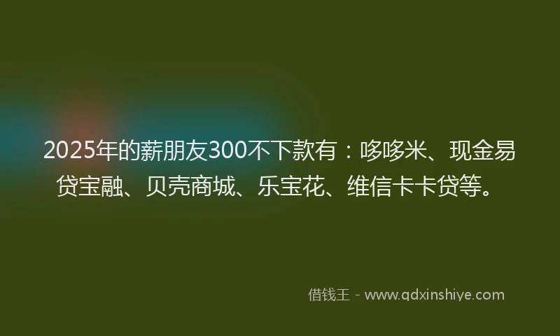 2025年的薪朋友300不下款有：哆哆米、现金易贷宝融、贝壳商城、乐宝花、维信卡卡贷等。