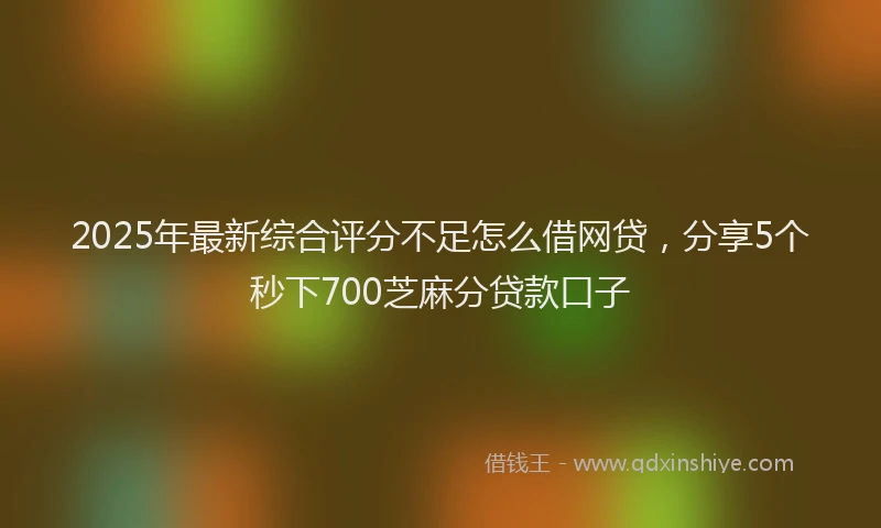 2025年最新综合评分不足怎么借网贷，分享5个秒下700芝麻分贷款口子