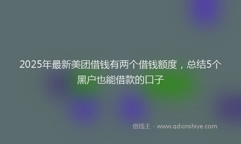 2025年最新美团借钱有两个借钱额度，总结5个黑户也能借款的口子