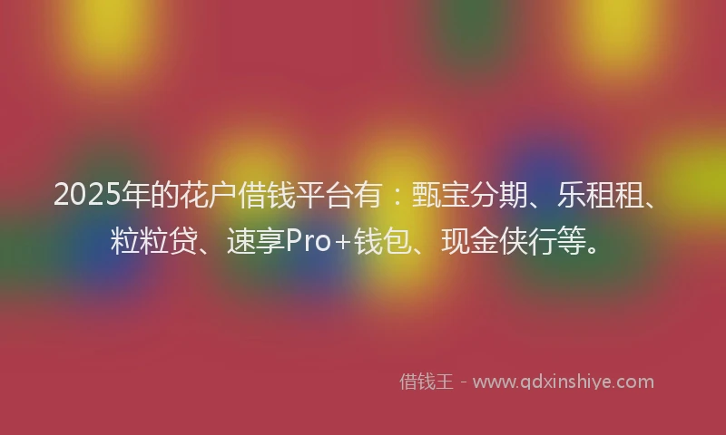2025年的花户借钱平台有：甄宝分期、乐租租、粒粒贷、速享Pro+钱包、现金侠行等。