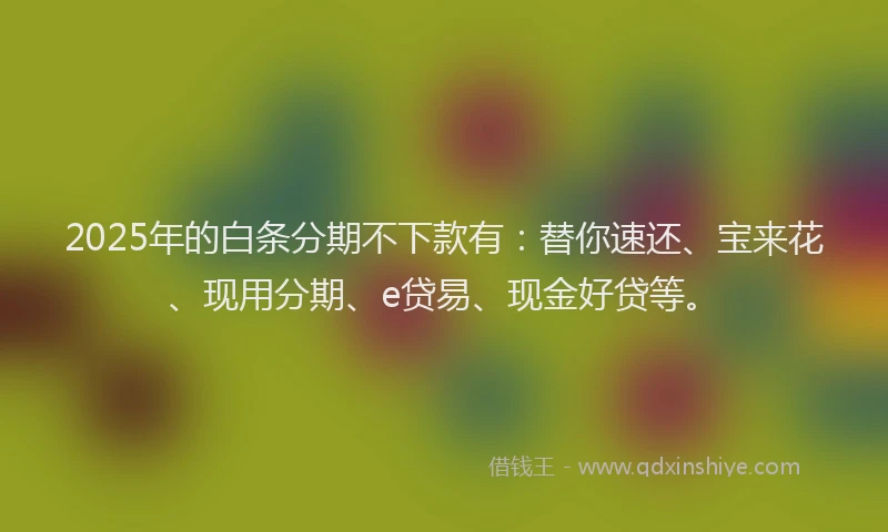 2025年的白条分期不下款有：替你速还、宝来花、现用分期、e贷易、现金好贷等。