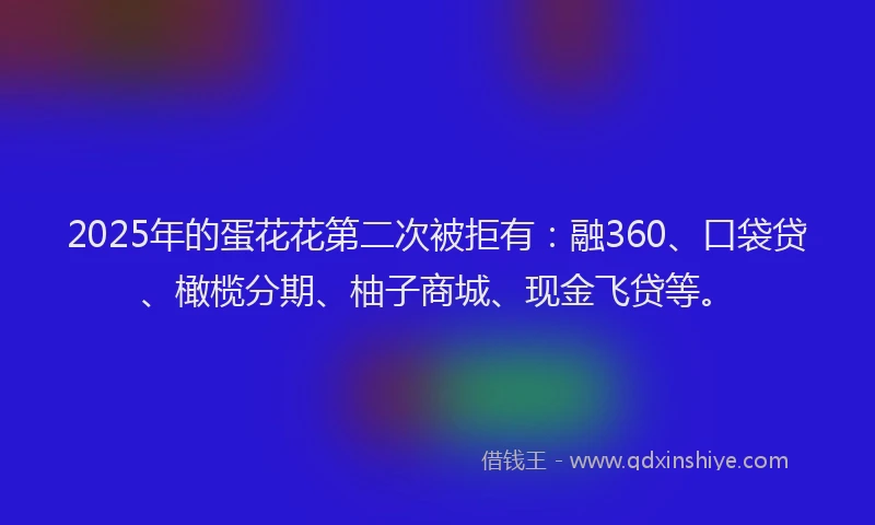 2025年的蛋花花第二次被拒有：融360、口袋贷、橄榄分期、柚子商城、现金飞贷等。
