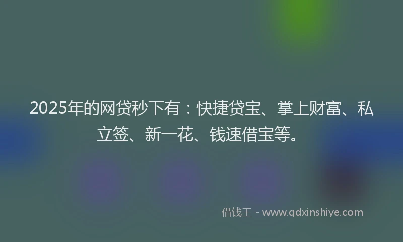 2025年的网贷秒下有：快捷贷宝、掌上财富、私立签、新一花、钱速借宝等。