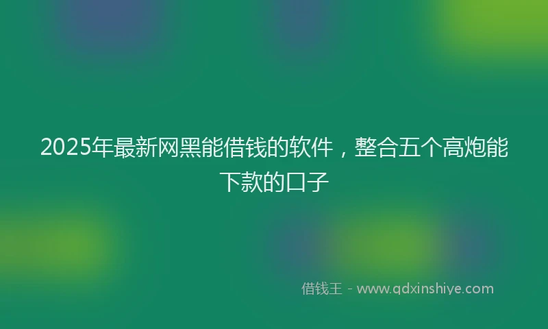 2025年最新网黑能借钱的软件，整合五个高炮能下款的口子