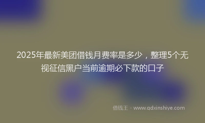 2025年最新美团借钱月费率是多少，整理5个无视征信黑户当前逾期必下款的口子