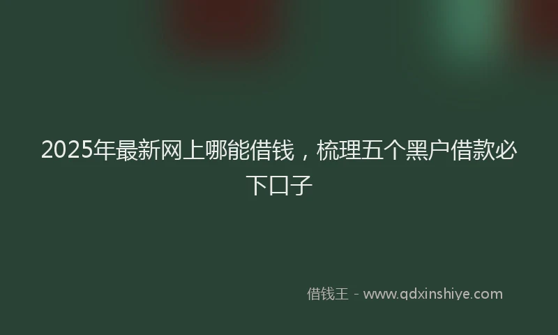 2025年最新网上哪能借钱，梳理五个黑户借款必下口子