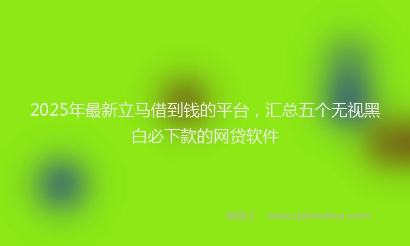 2025年最新立马借到钱的平台，汇总五个无视黑白必下款的网贷软件