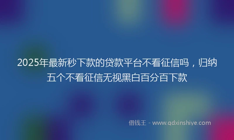 2025年最新秒下款的贷款平台不看征信吗，归纳五个不看征信无视黑白百分百下款