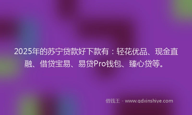 2025年的苏宁贷款好下款有：轻花优品、现金直融、借贷宝易、易贷Pro钱包、臻心贷等。