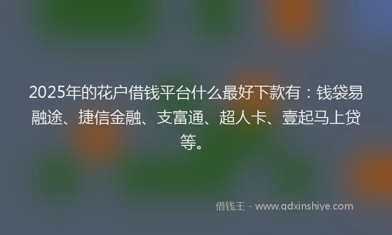 2025年的花户借钱平台什么最好下款有：钱袋易融途、捷信金融、支富通、超人卡、壹起马上贷等。