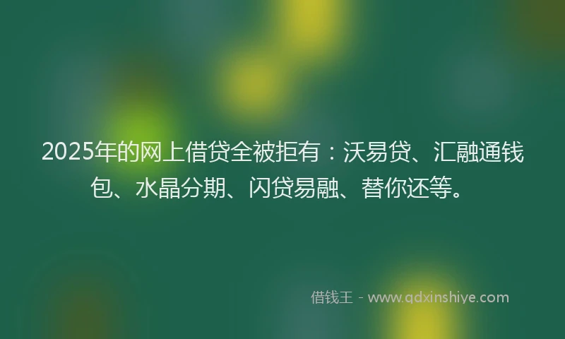 2025年的网上借贷全被拒有：沃易贷、汇融通钱包、水晶分期、闪贷易融、替你还等。