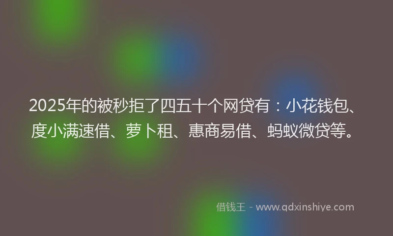 2025年的被秒拒了四五十个网贷有：小花钱包、度小满速借、萝卜租、惠商易借、蚂蚁微贷等。