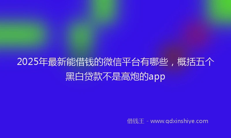 2025年最新能借钱的微信平台有哪些，概括五个黑白贷款不是高炮的app